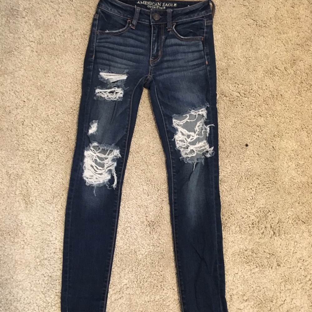 American Eagle Jeans 00 super stretch distressed